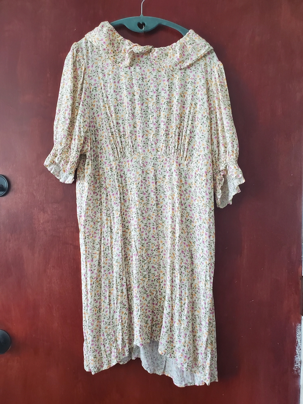 wild fable Cream Floral Midi Dress with Pink & Green Print